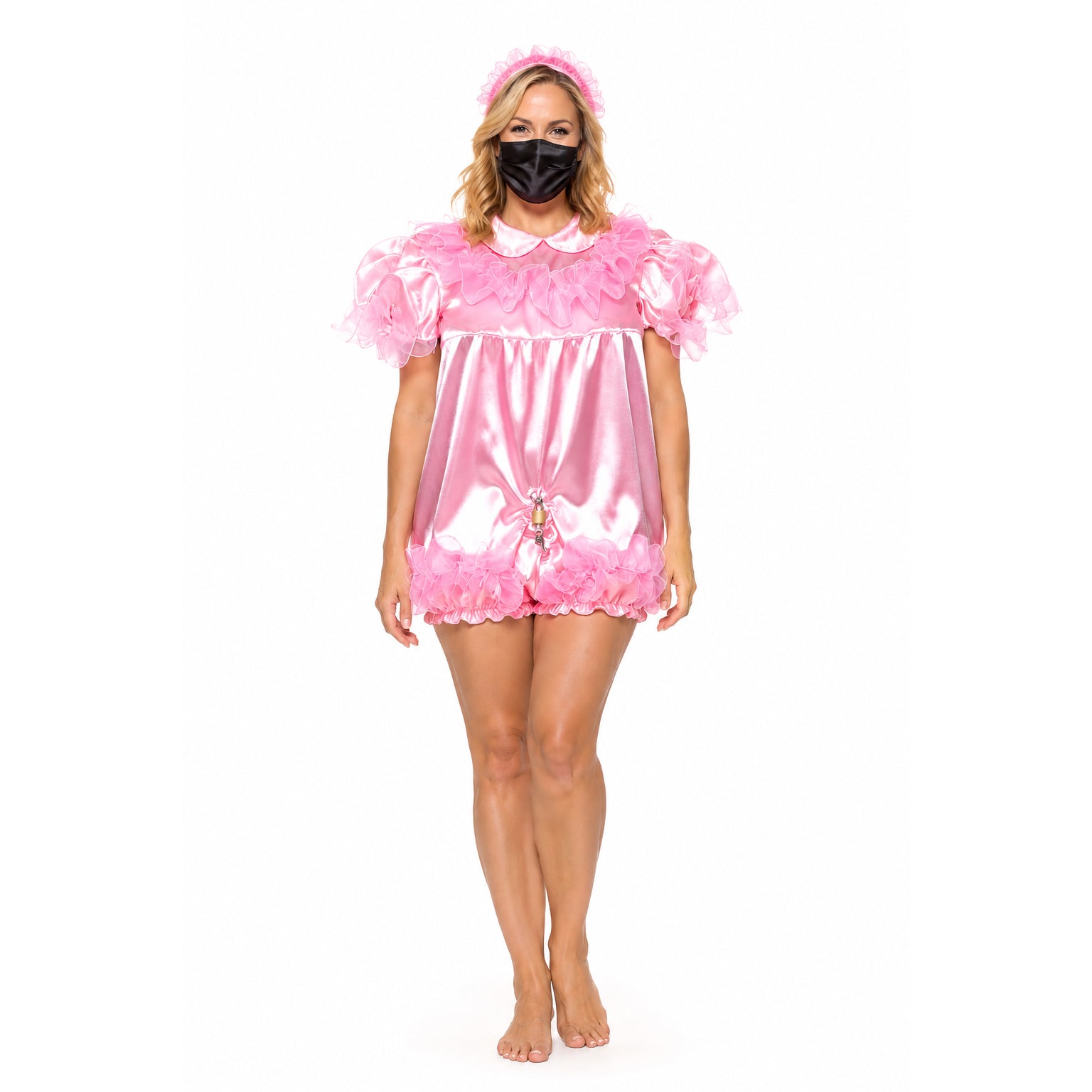 pink satin romper G2404