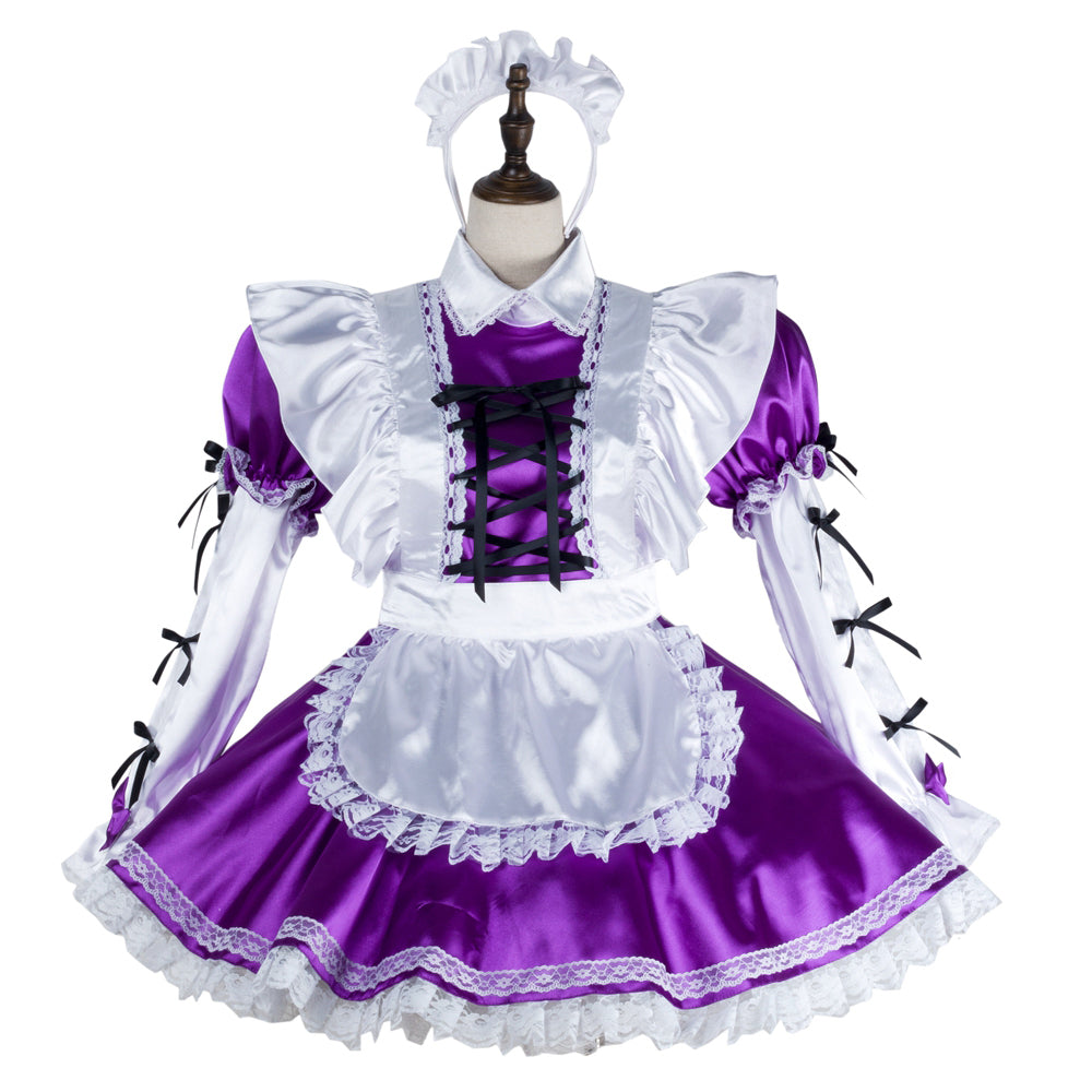 Purple satin dress G2405
