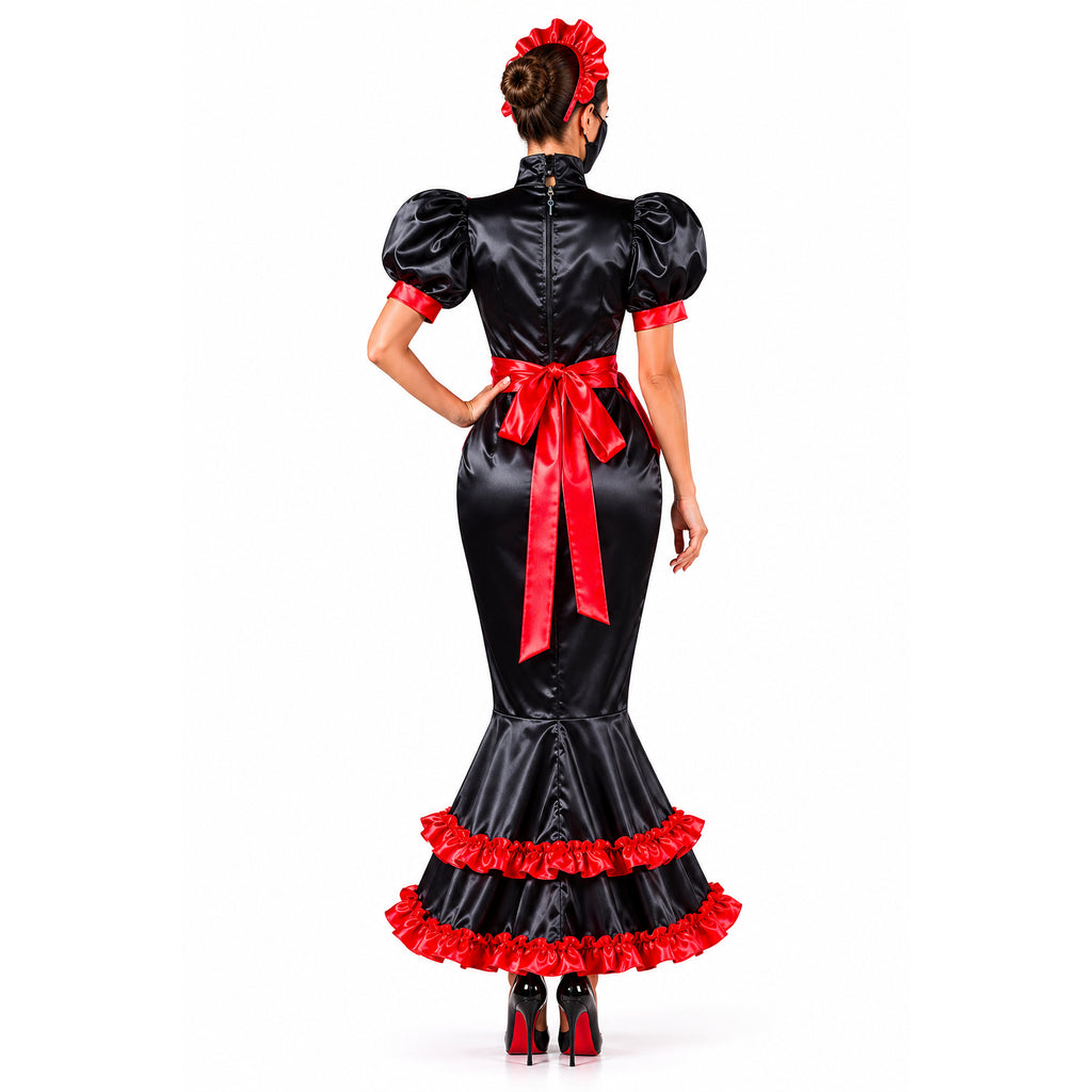 black satin dress G2406