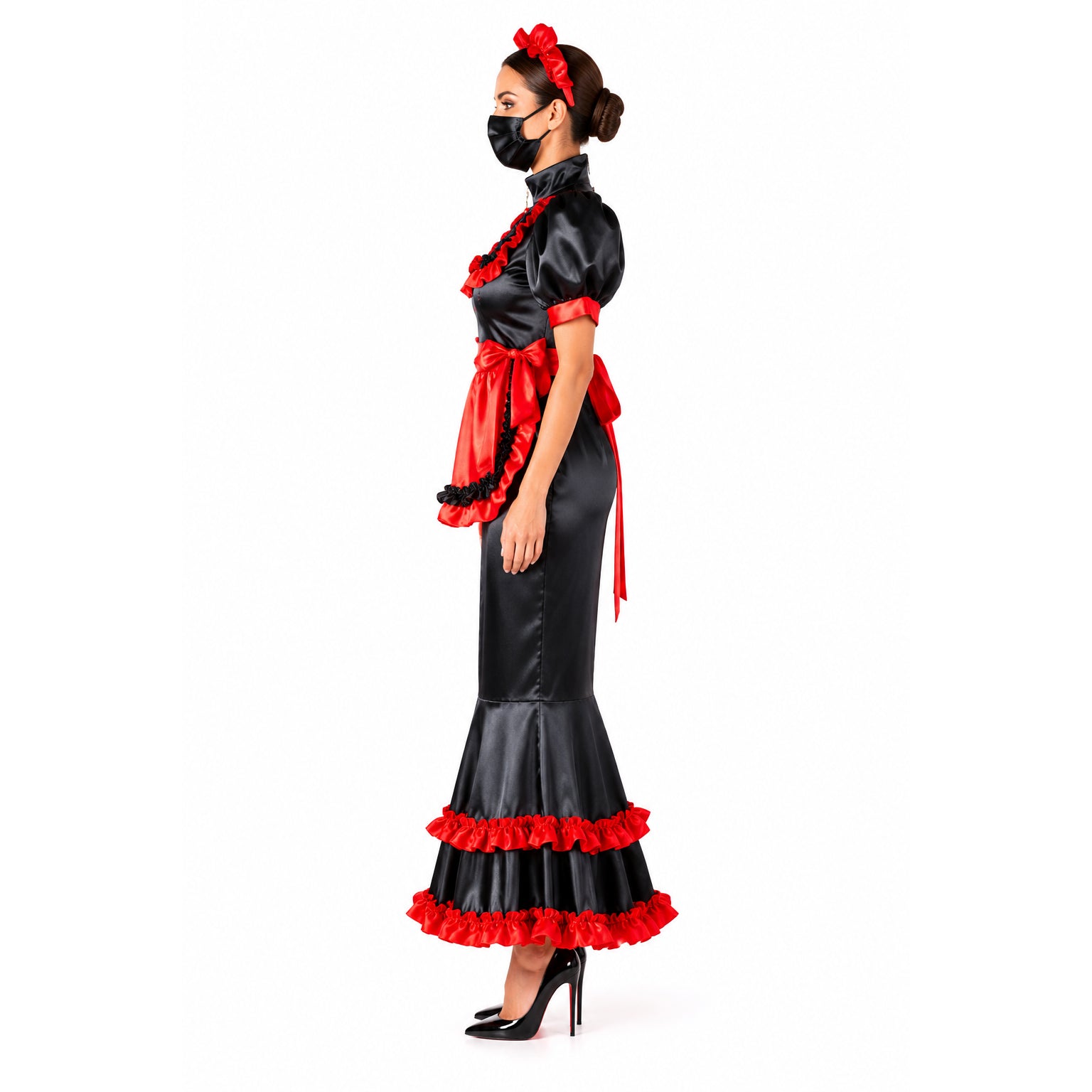black satin dress G2406