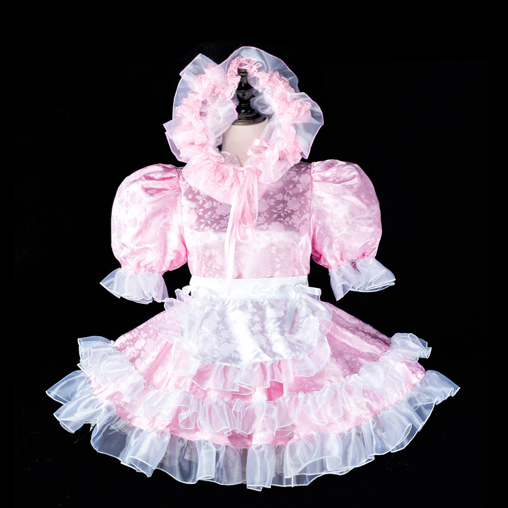 pink satin dress g2407