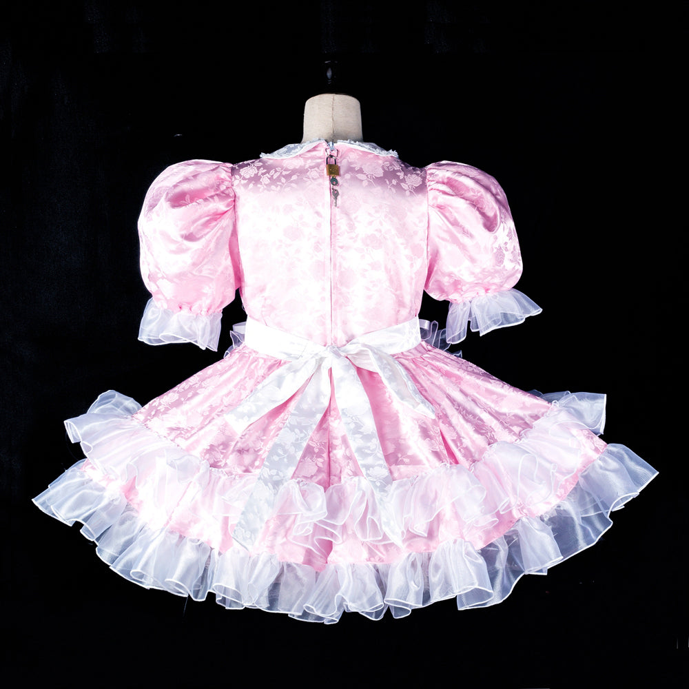 pink satin dress g2407
