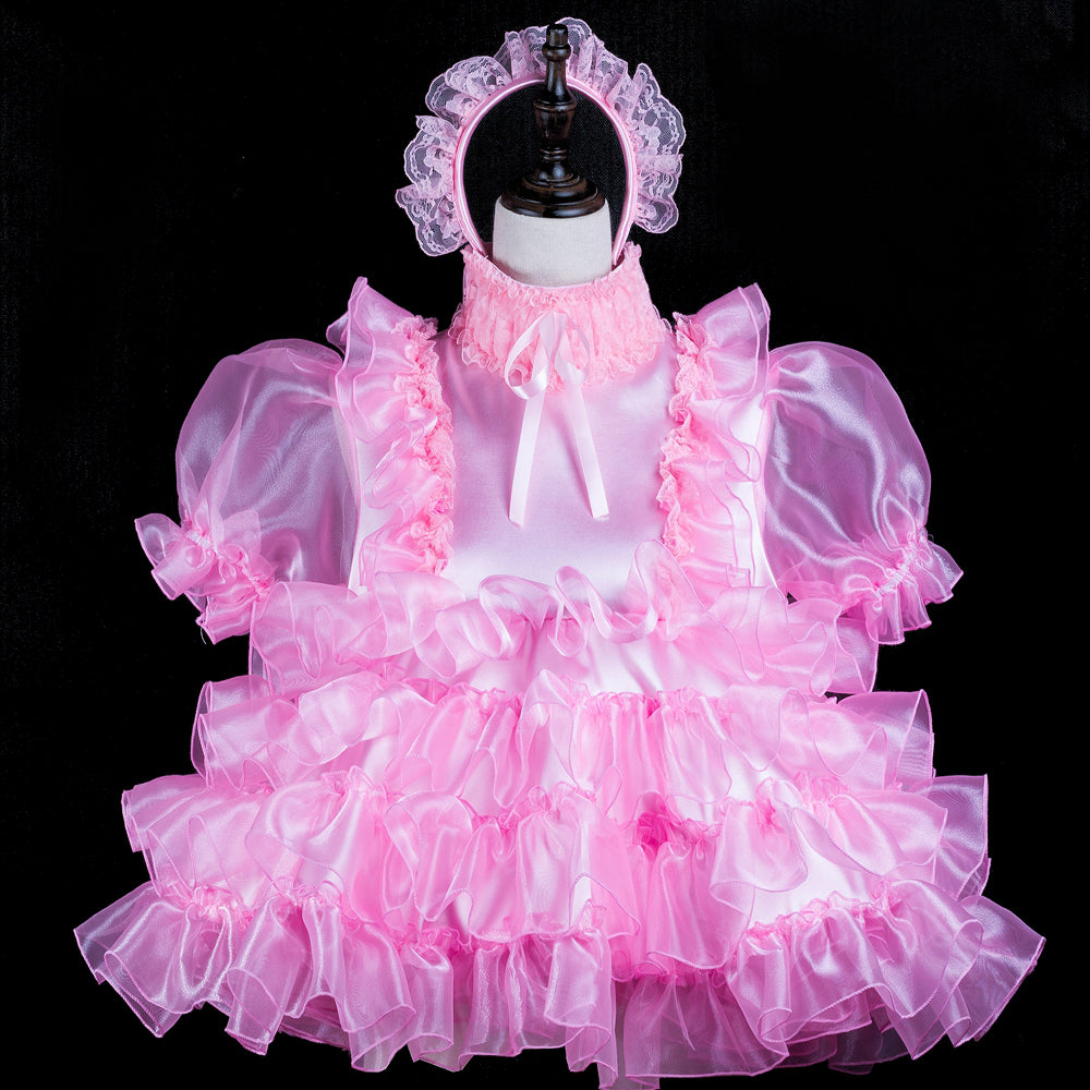 baby pink organza dress G2409