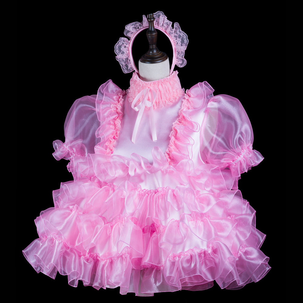 baby pink organza dress G2409