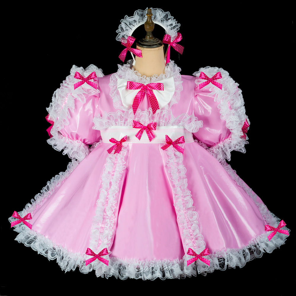 pink thin pvc dress G2413
