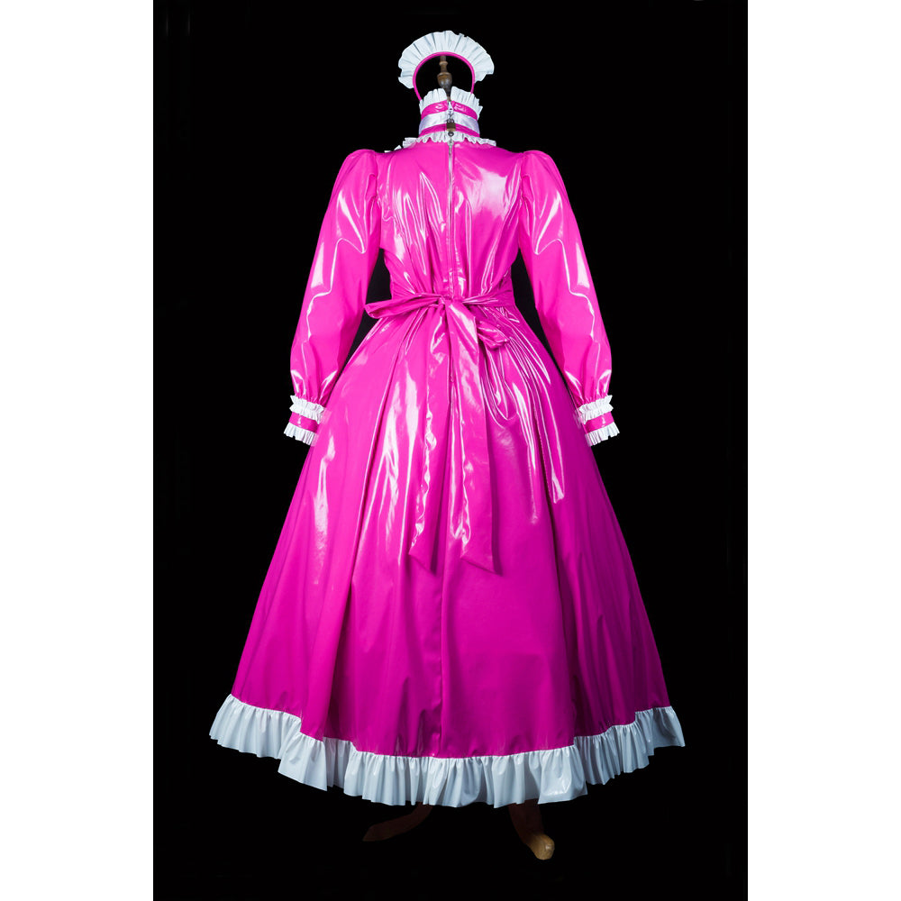 hot pink thin pvc dress G2416