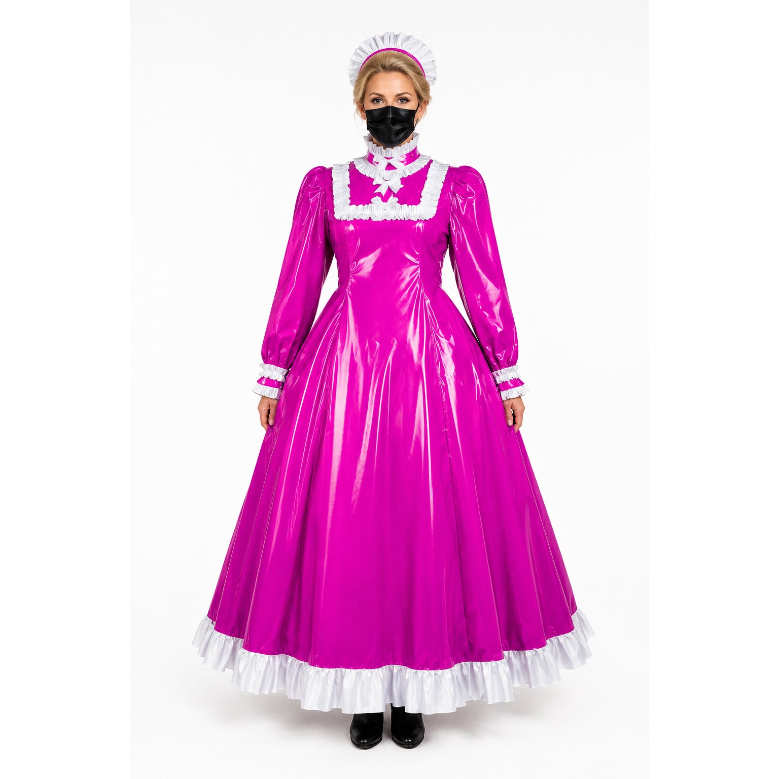 hot pink thin pvc dress G2416