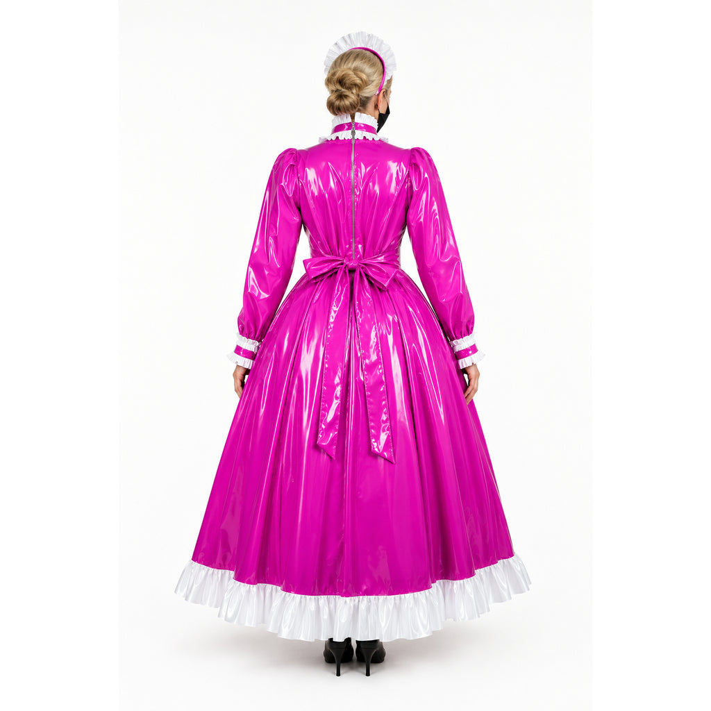 hot pink thin pvc dress G2416