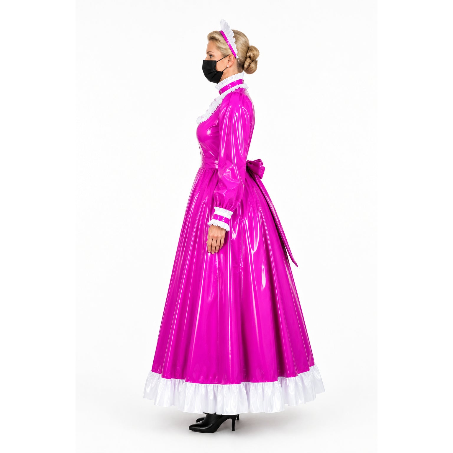 hot pink thin pvc dress G2416