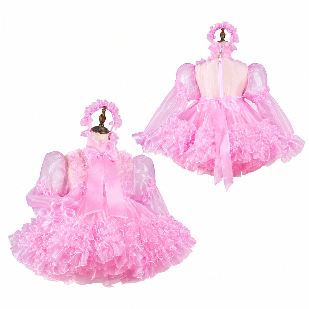 baby pink organza dress G2417