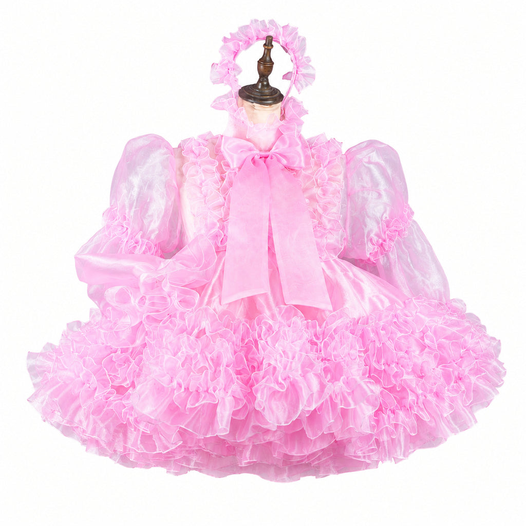 baby pink organza dress G2417