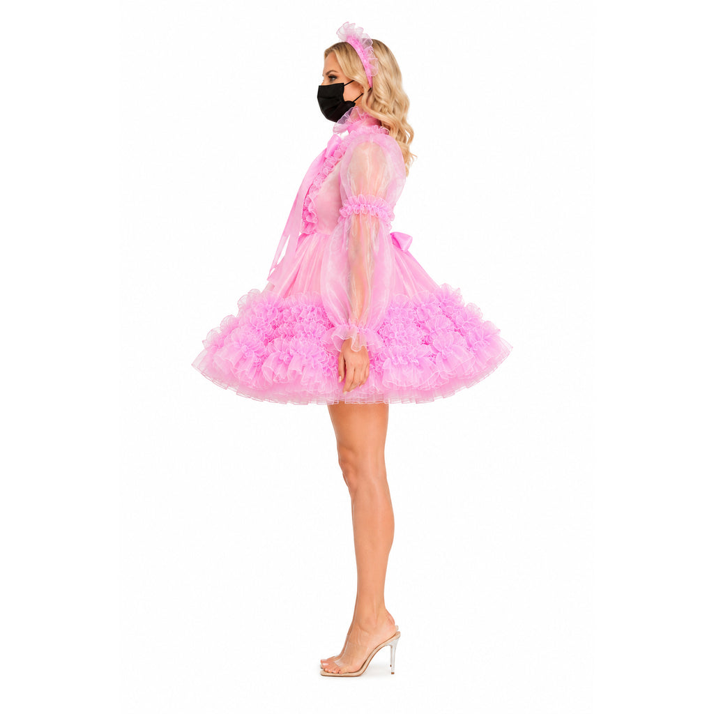 baby pink organza dress G2417