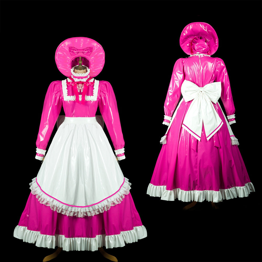 Hot pink thin pvc dress G2419