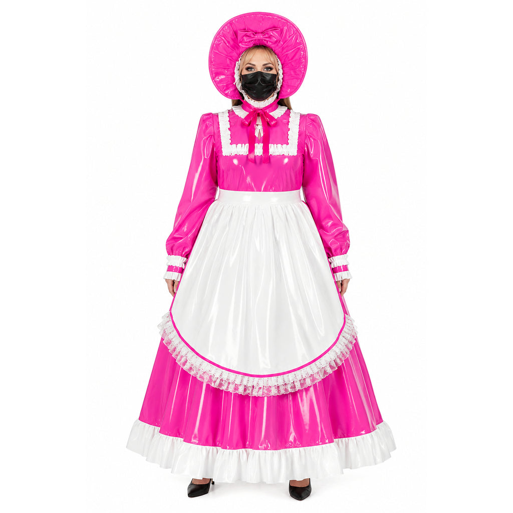Hot pink thin pvc dress G2419