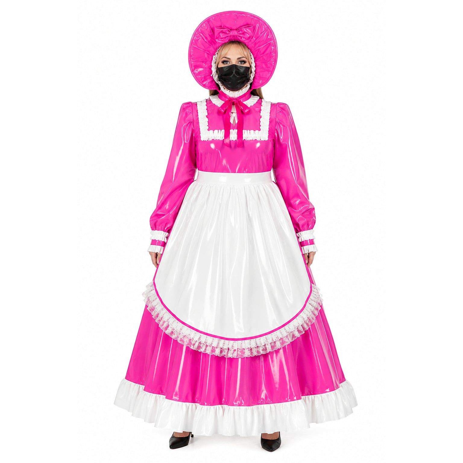 Hot pink thin pvc dress G2419