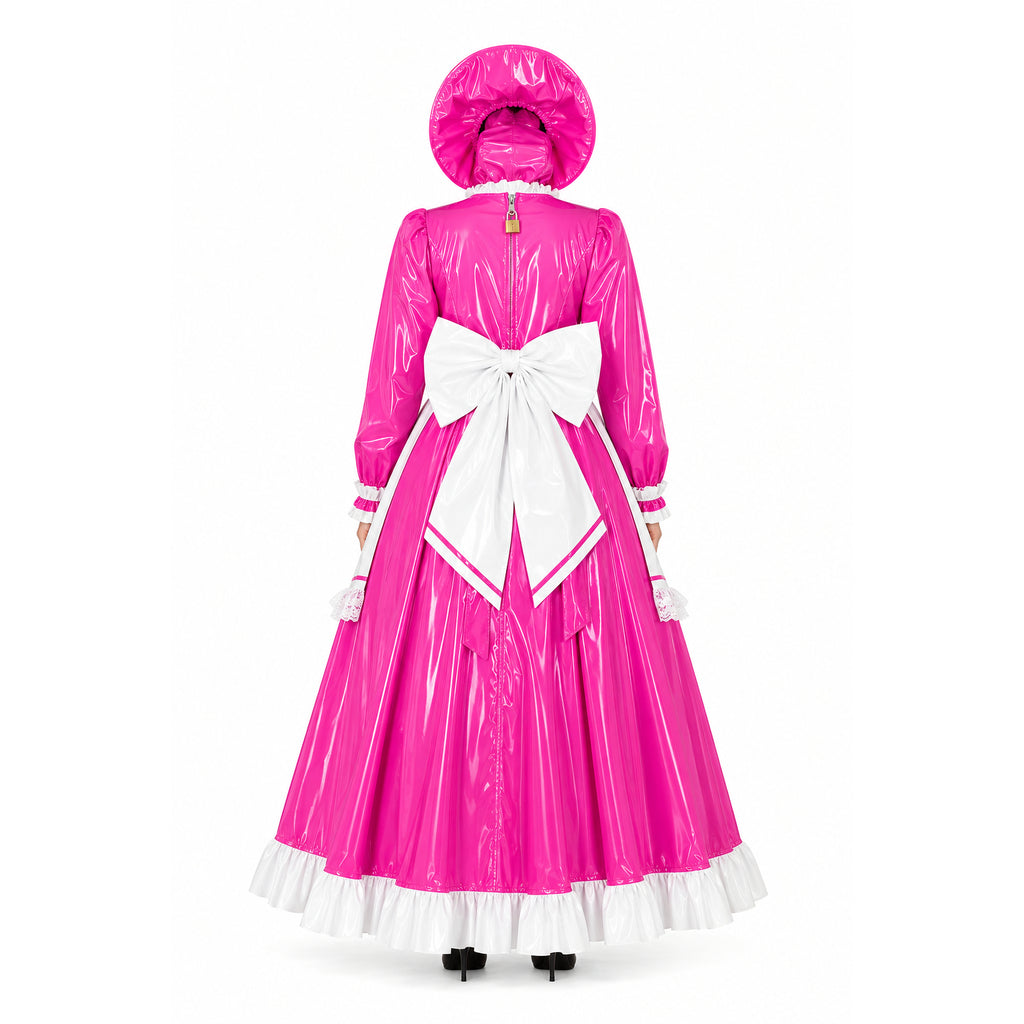 Hot pink thin pvc dress G2419