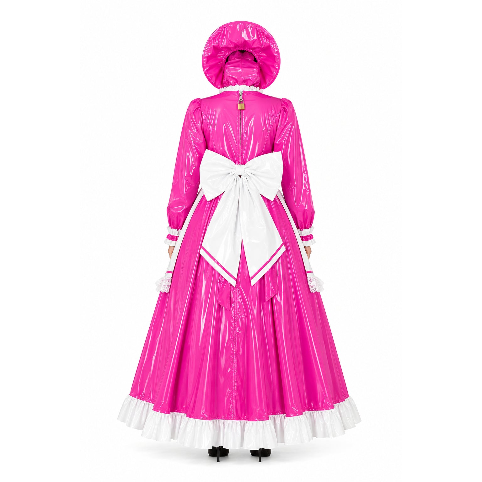 Hot pink thin pvc dress G2419