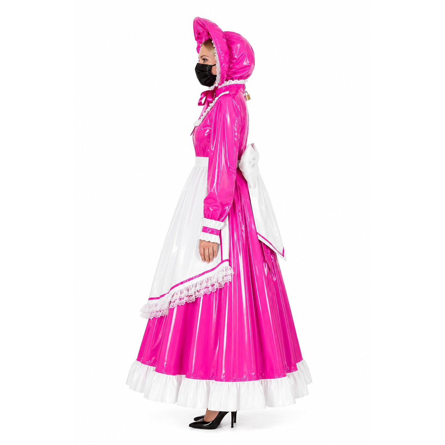 Hot pink thin pvc dress G2419