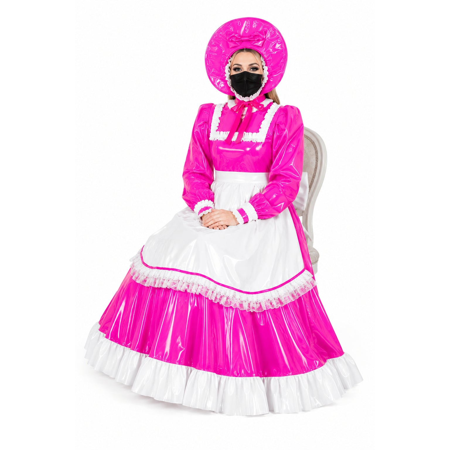 Hot pink thin pvc dress G2419
