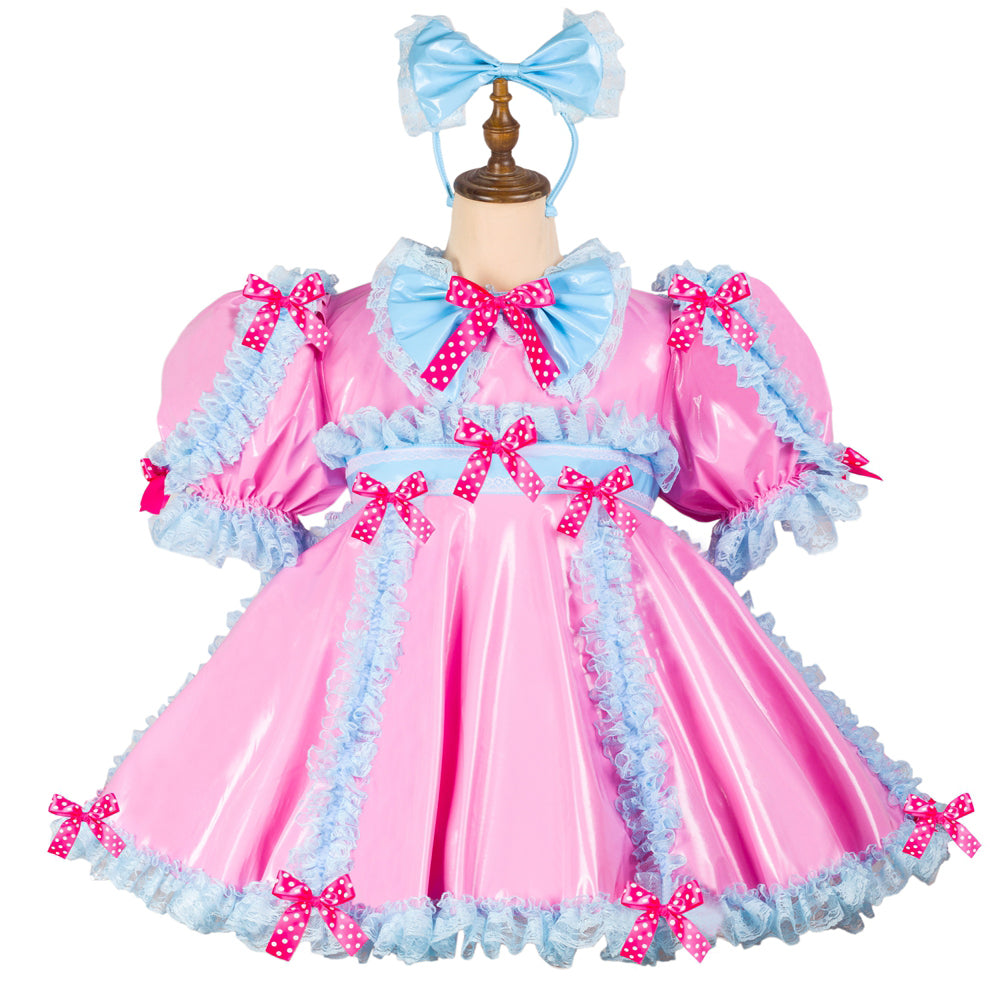 pink thin pvc dress G2421