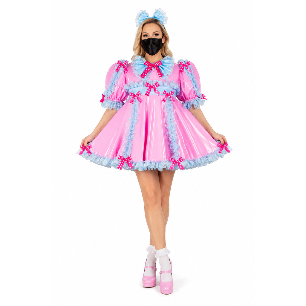 pink thin pvc dress G2421