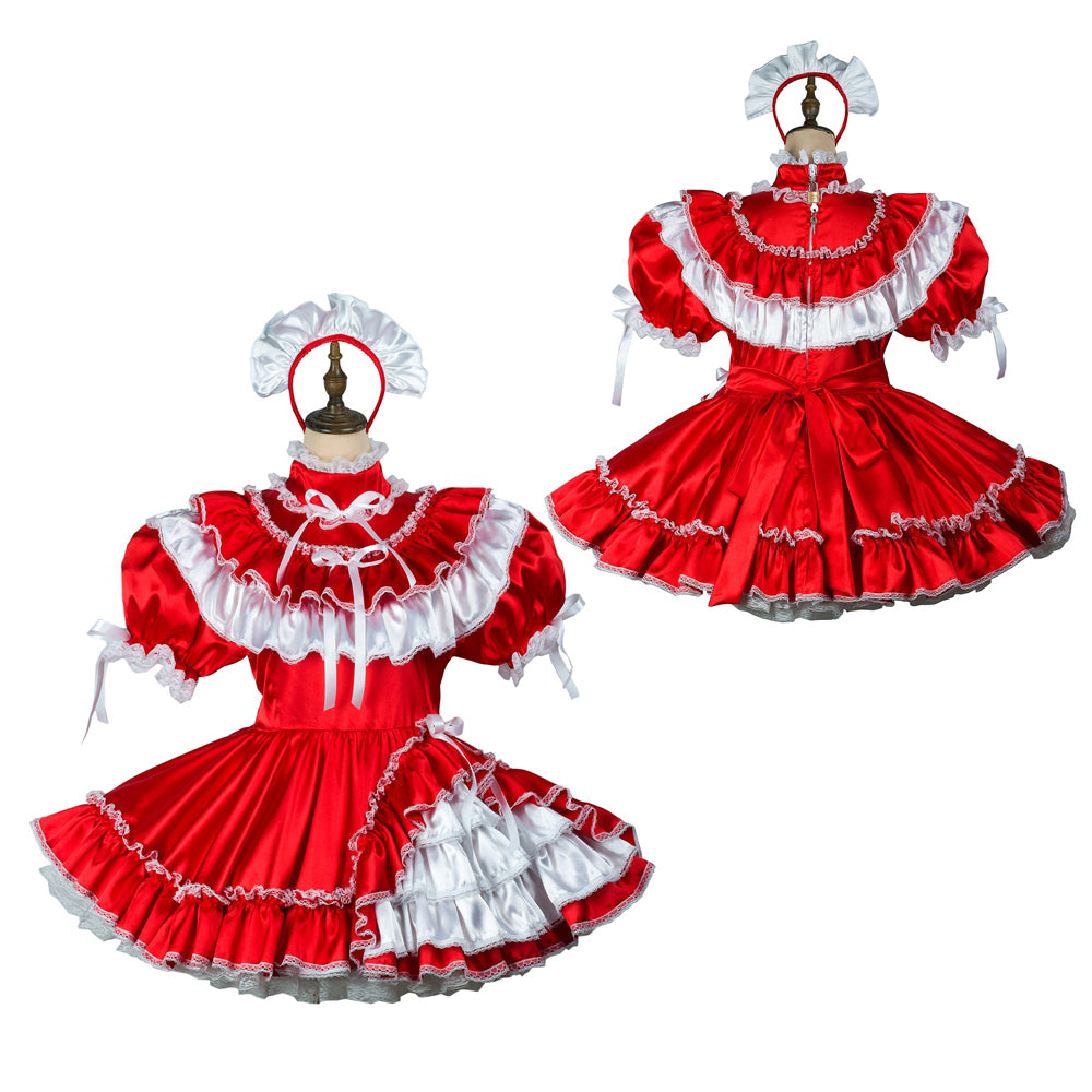 red satin dress G2422