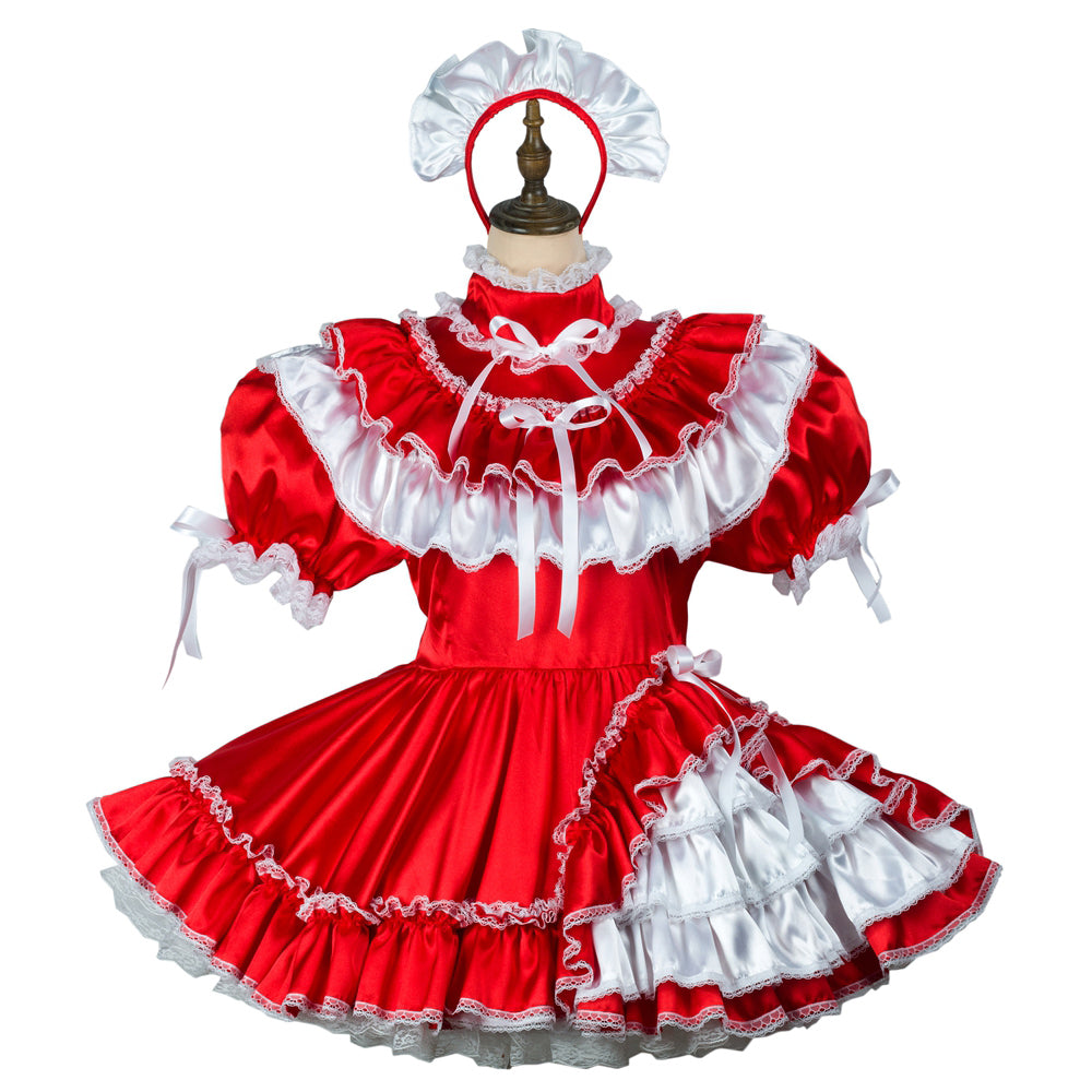red satin dress G2422