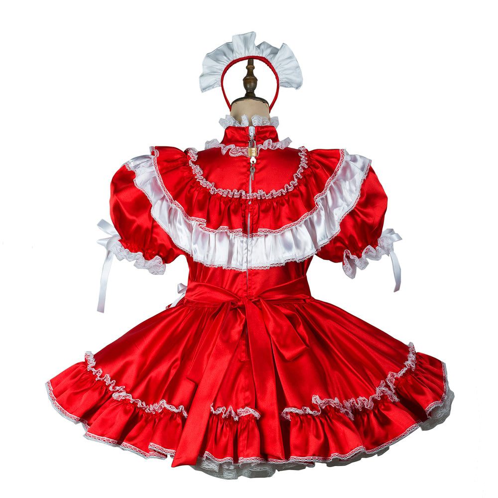 red satin dress G2422
