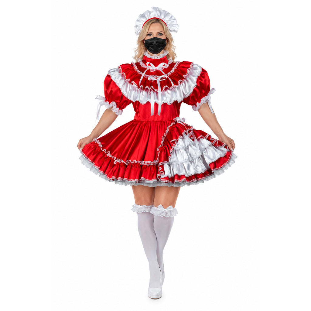 red satin dress G2422