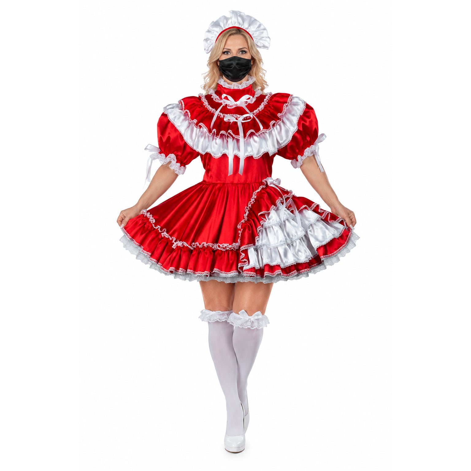 red satin dress G2422