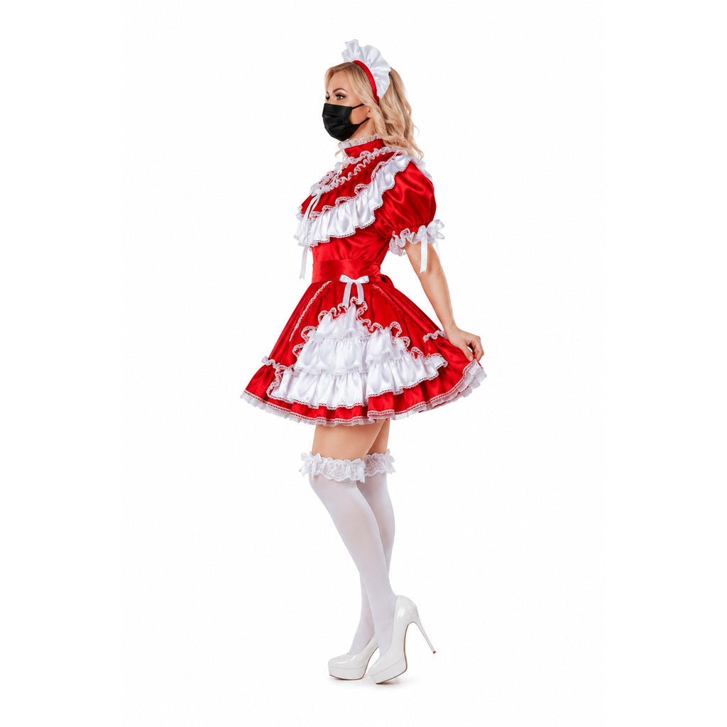 red satin dress G2422