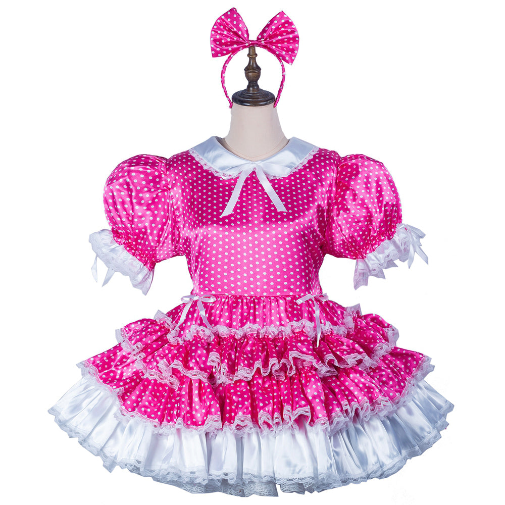 hot pink satin dress G2423