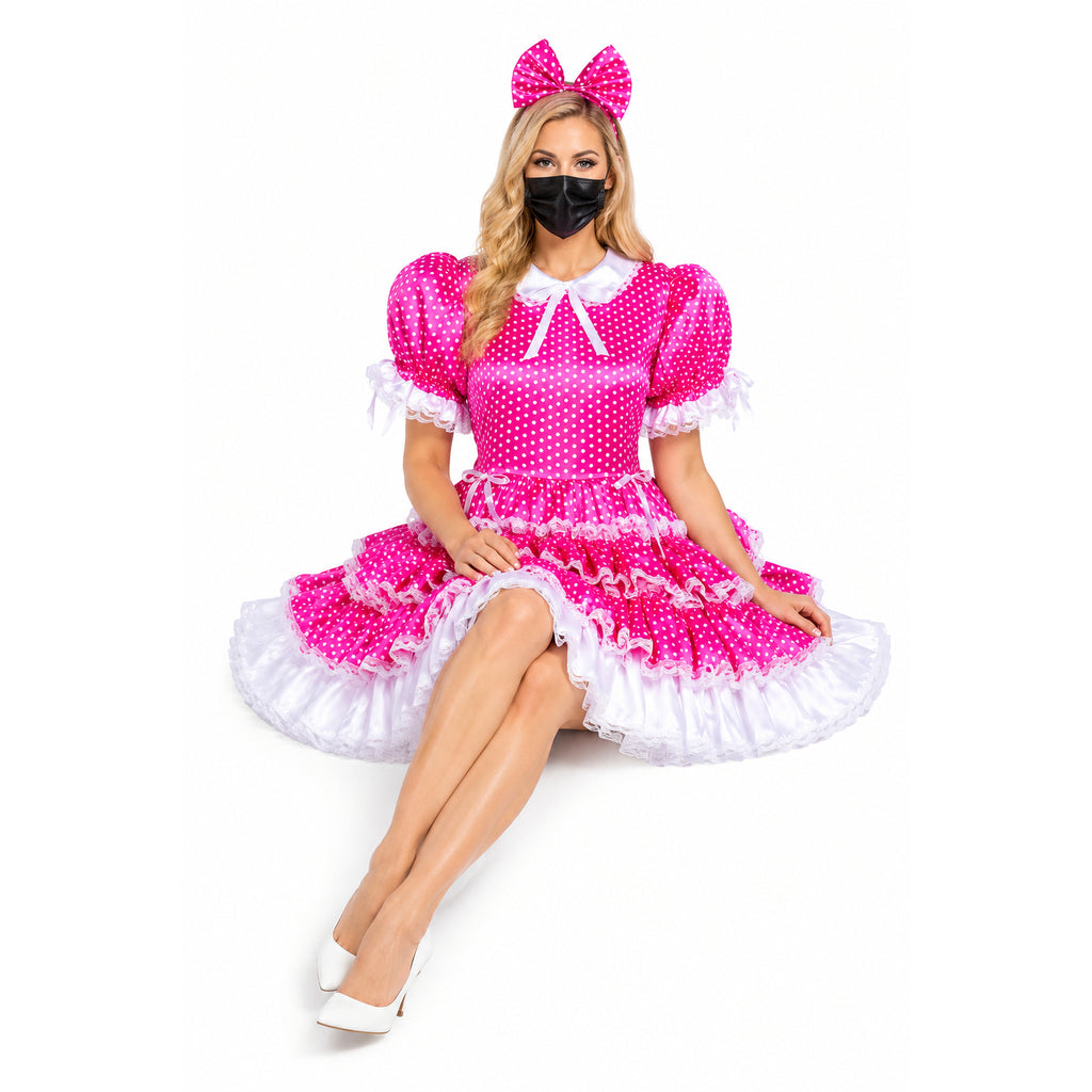 hot pink satin dress G2423