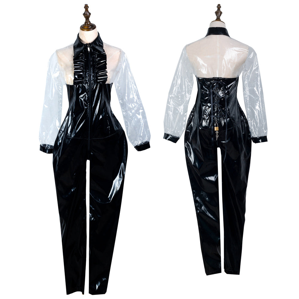 black thin pvc romper G2425