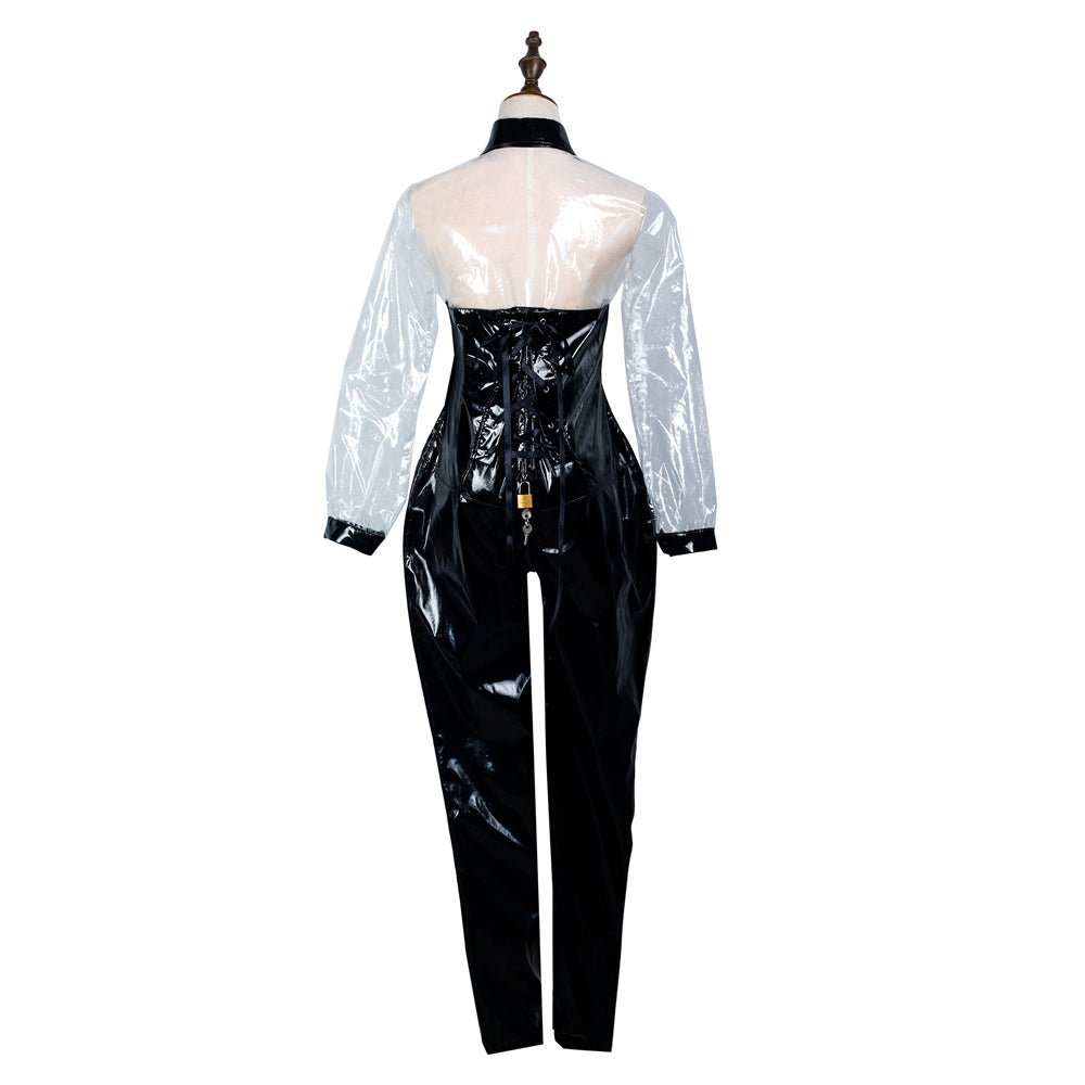 black thin pvc romper G2425