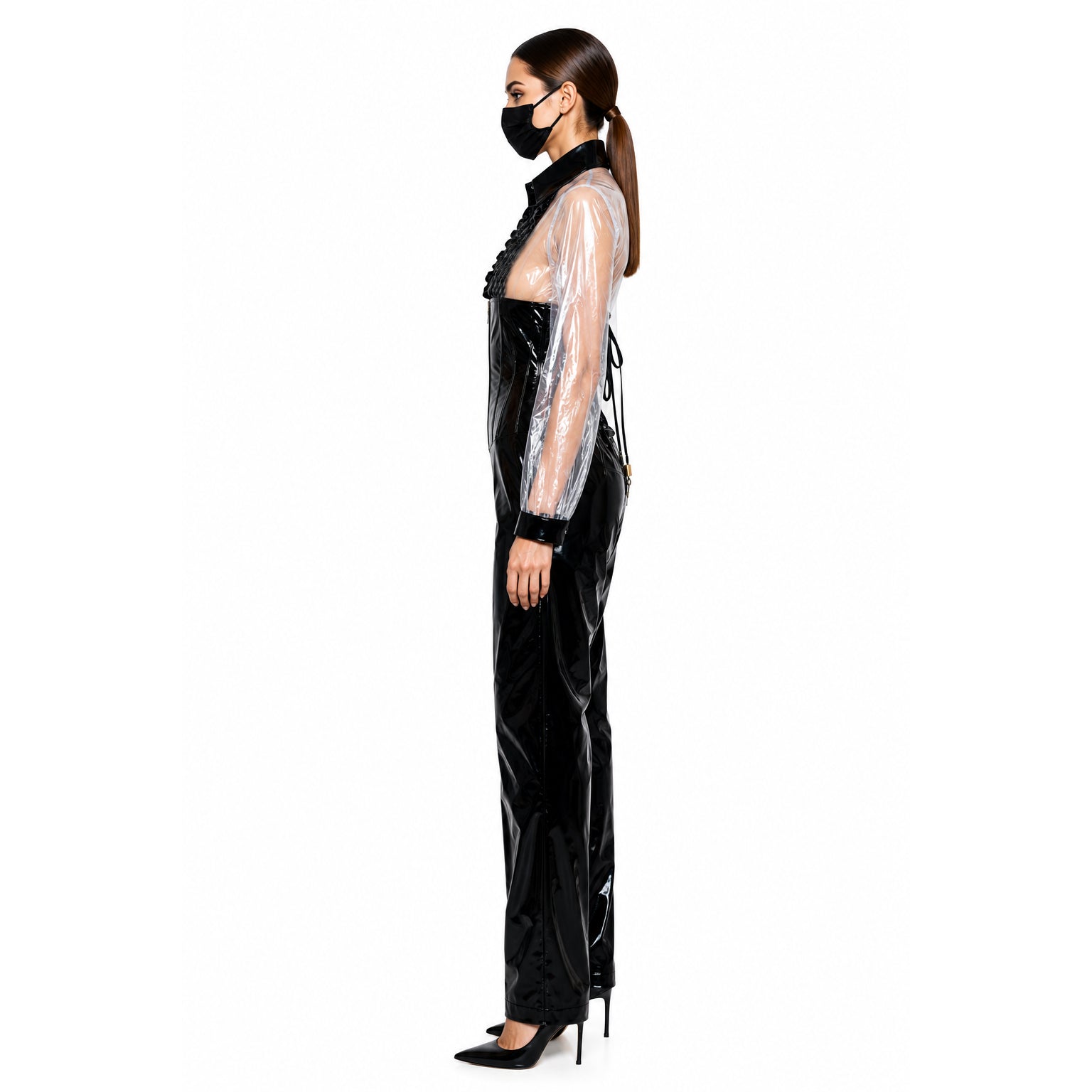 black thin pvc romper G2425