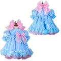 baby blue satin organza dress G2430