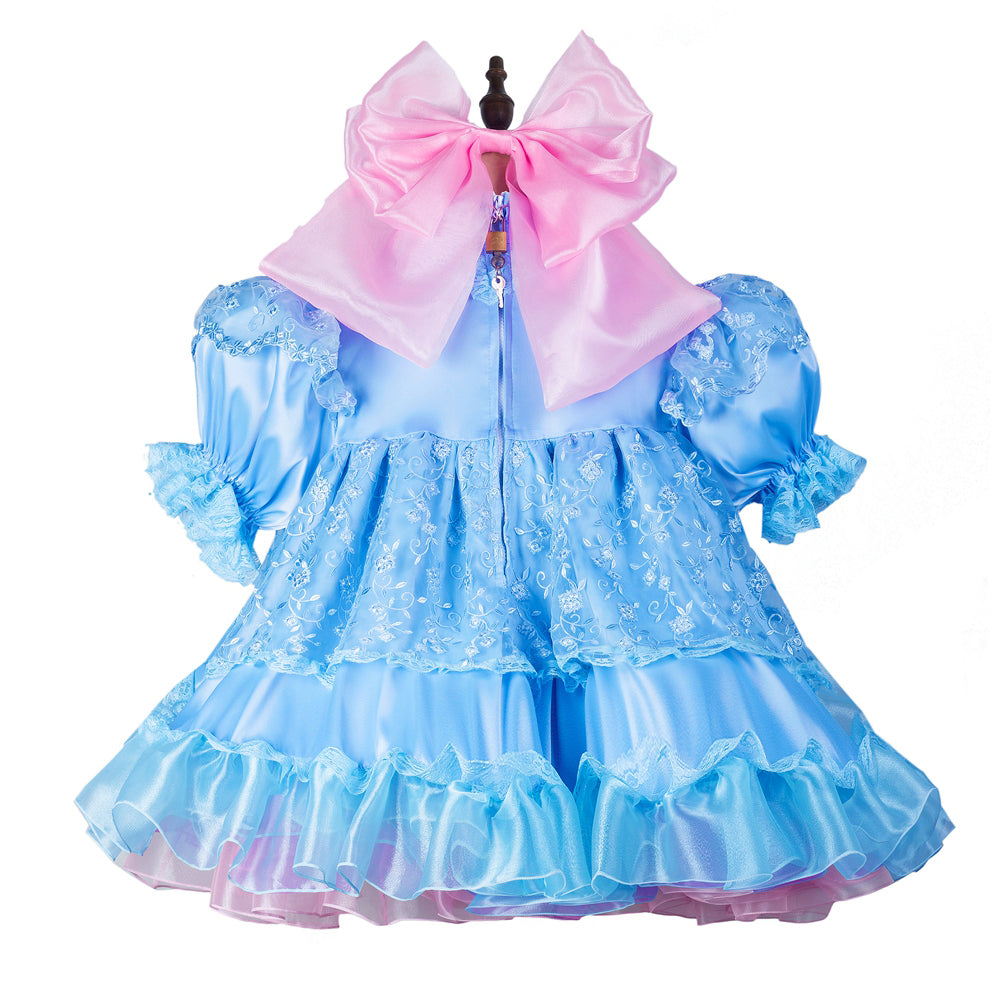 baby blue satin organza dress G2430