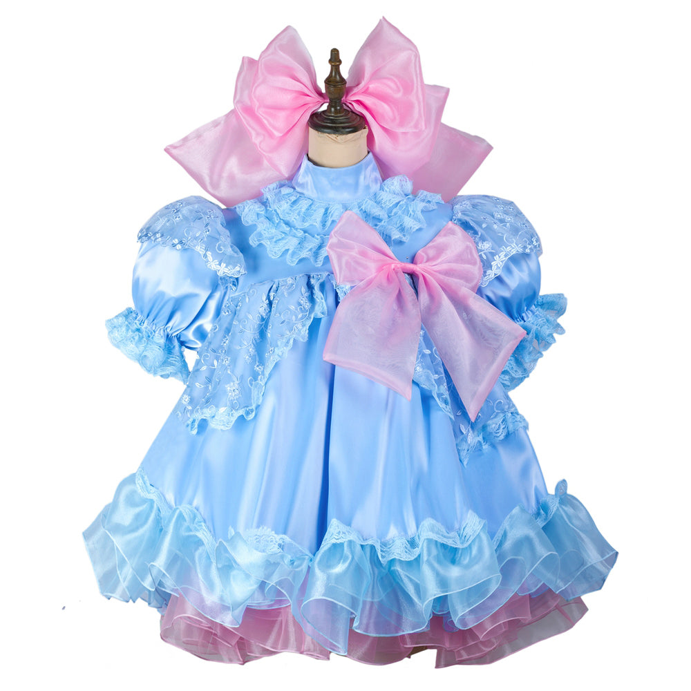 baby blue satin organza dress G2430