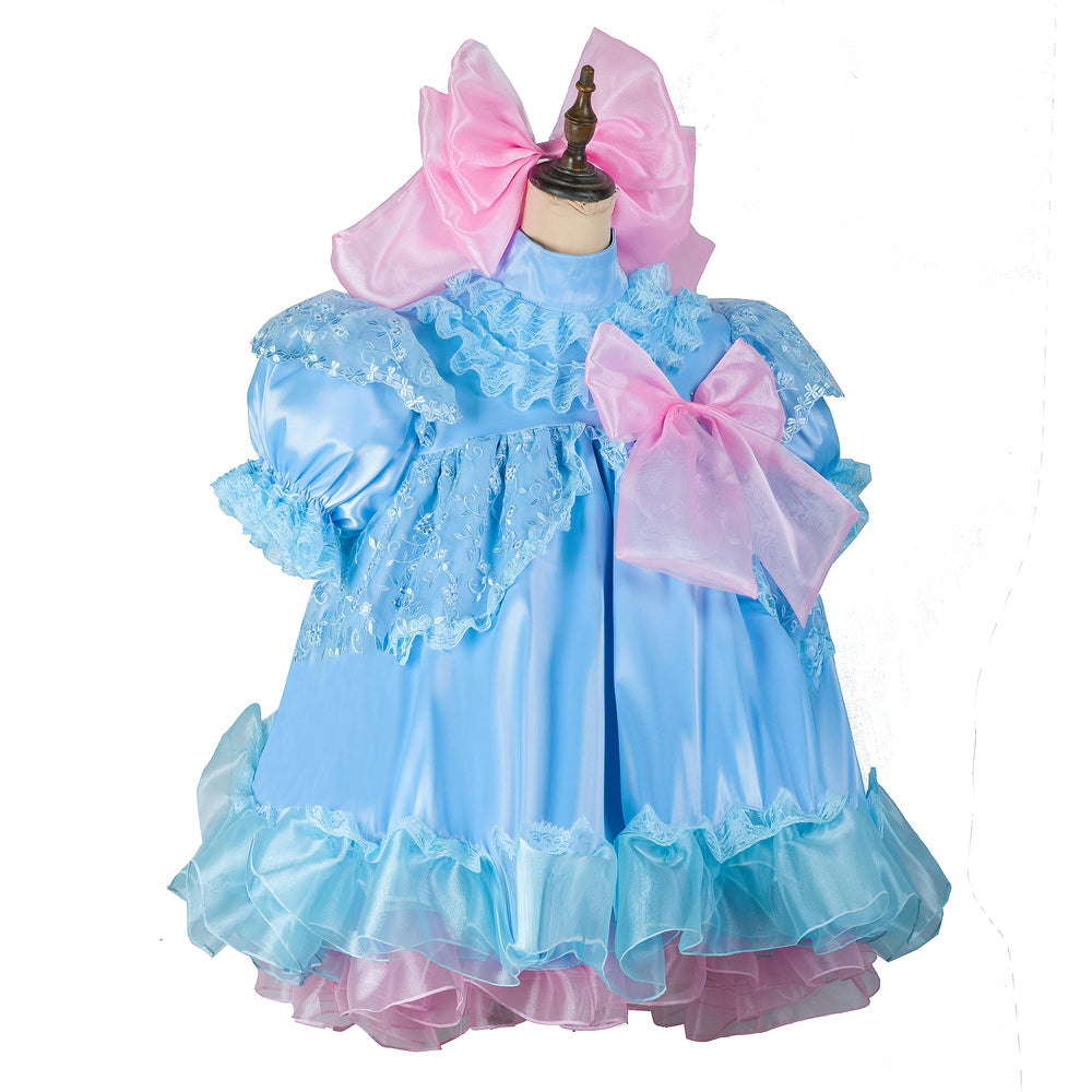 baby blue satin organza dress G2430