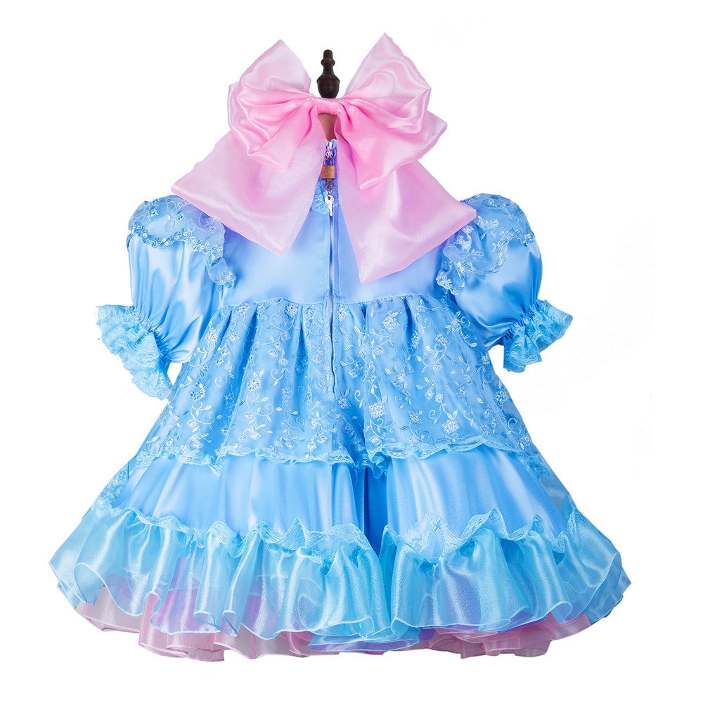 baby blue satin organza dress G2430