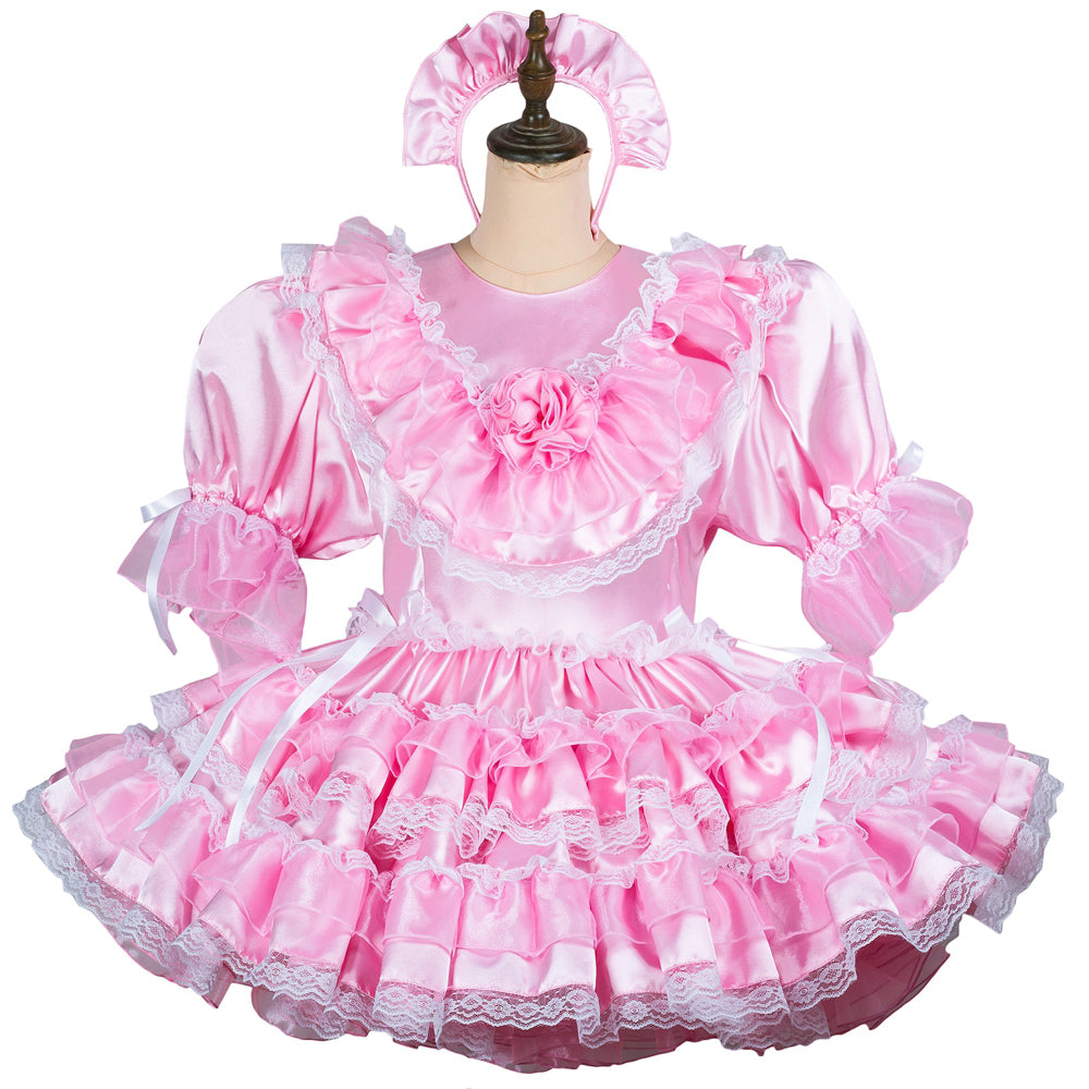 pink satin dress G2431