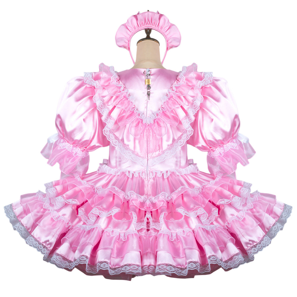 pink satin dress G2431
