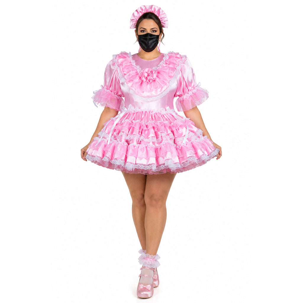 pink satin dress G2431