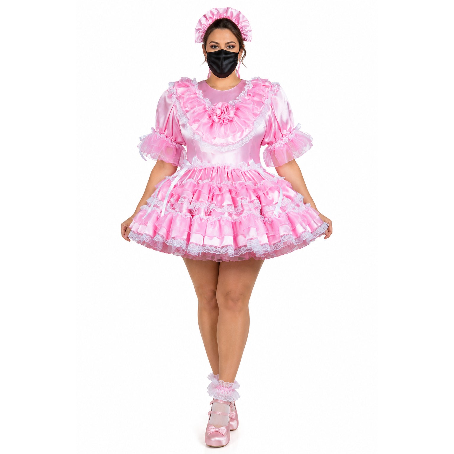 pink satin dress G2431