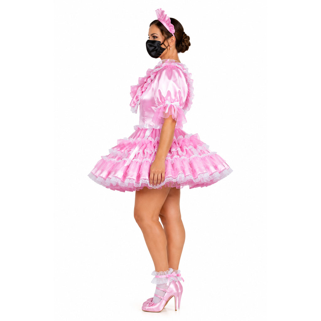 pink satin dress G2431