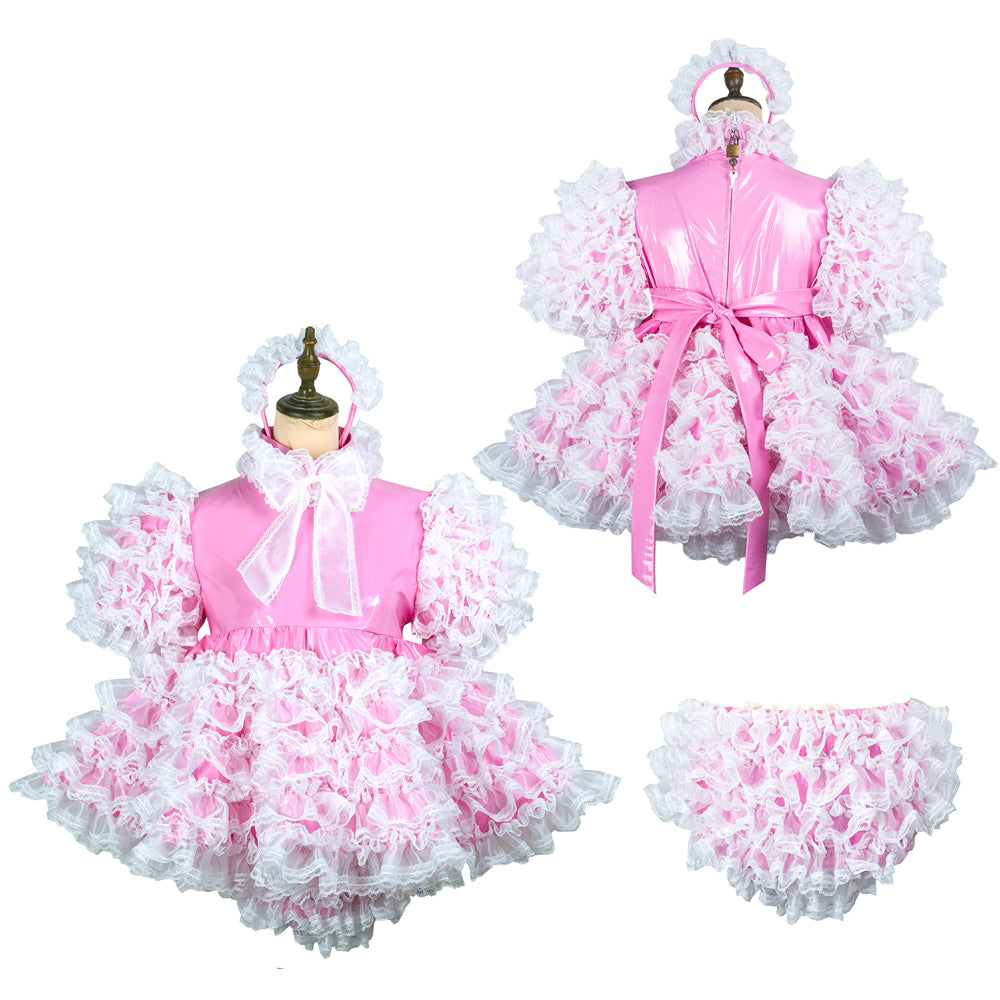 pink thin pvc dress G2432