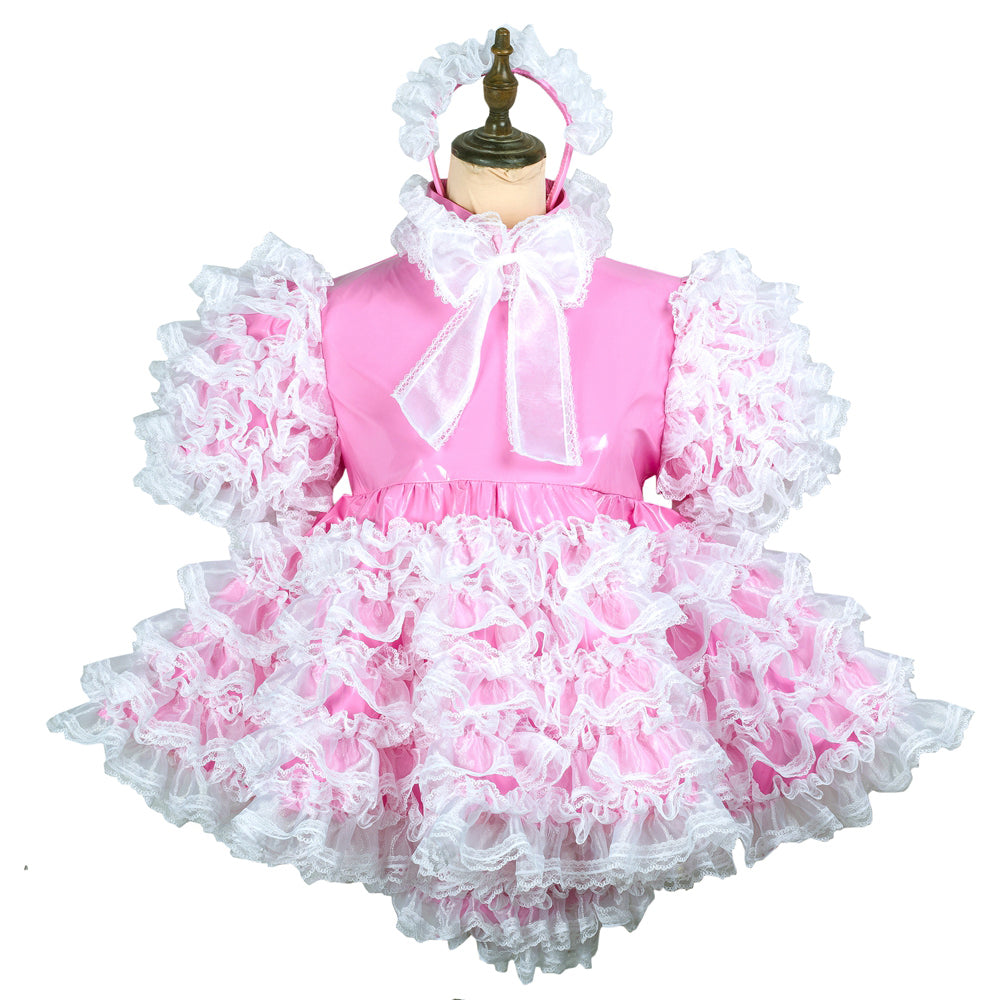 pink thin pvc dress G2432