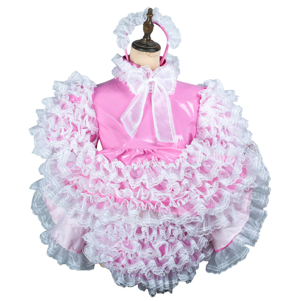 pink thin pvc dress G2432