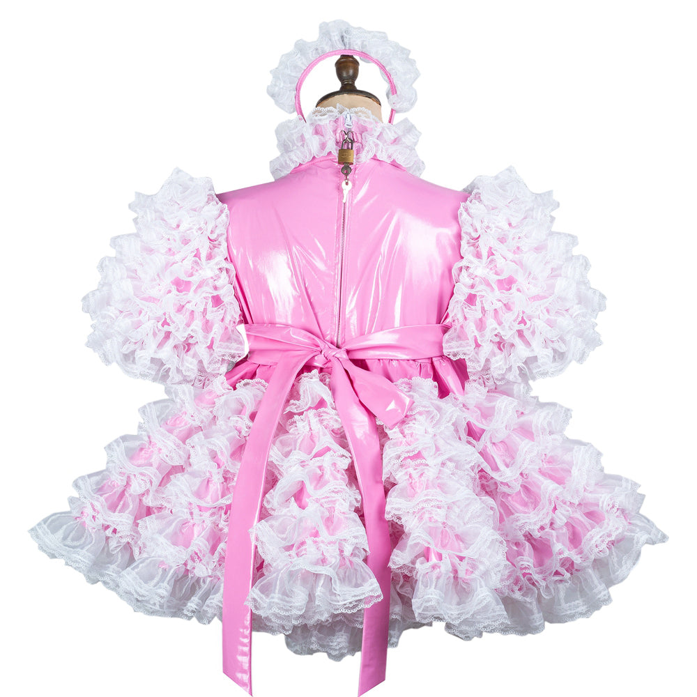 pink thin pvc dress G2432